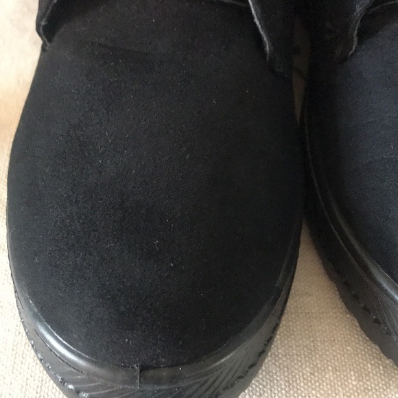 NWOT E03 black faux suede and white faux fur lace up combat boots size 42/10 - Picture 6 of 13